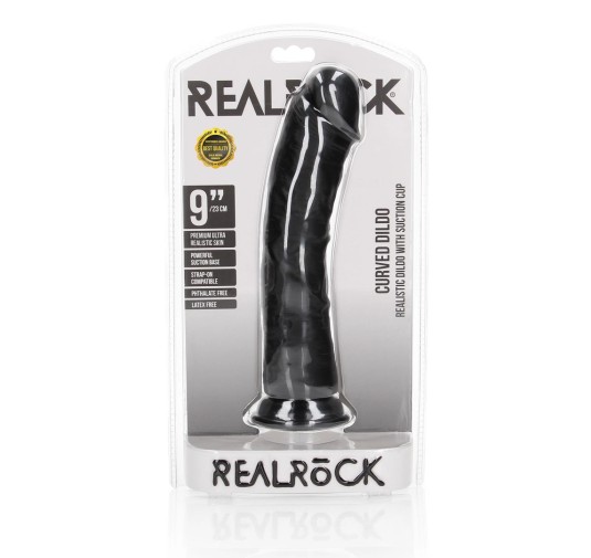 RealRock - Zakrzywione realistyczne dildo z jądrami i przyssawką 23 cm